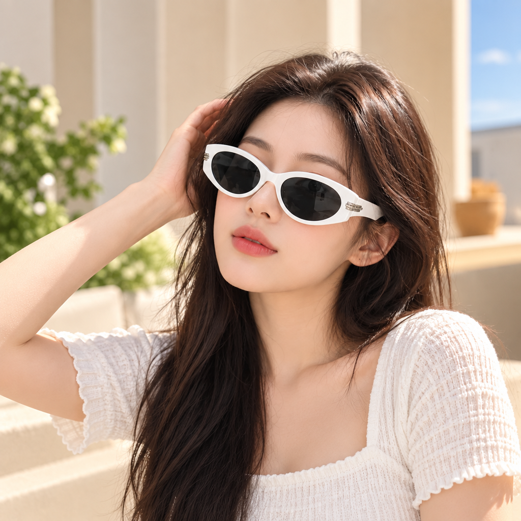 White Oval Frame Sunglasses