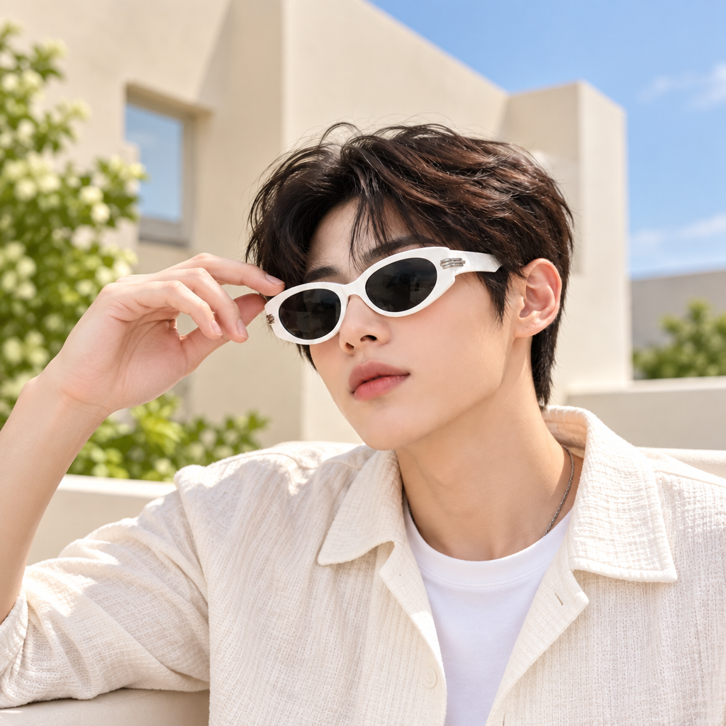 White Oval Frame Sunglasses