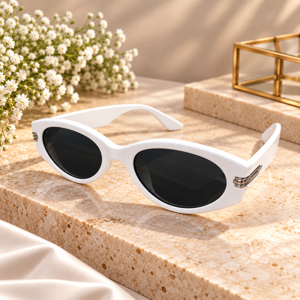 White Oval Frame Sunglasses
