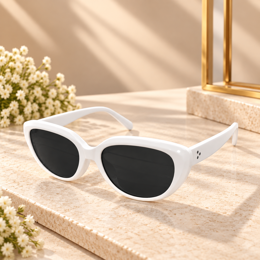 White Square Frame Sunglasses