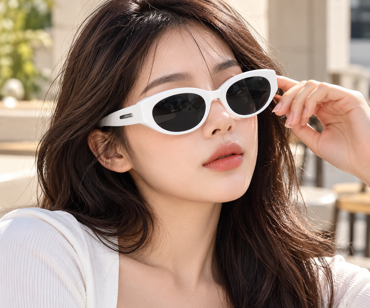 White Oval Frame Sunglasses