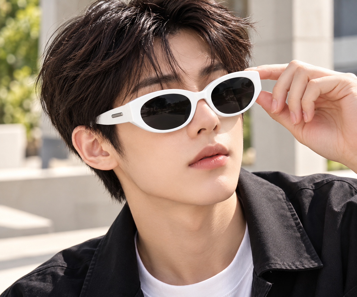 White Oval Frame Sunglasses