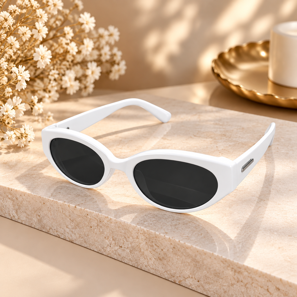 White Oval Frame Sunglasses