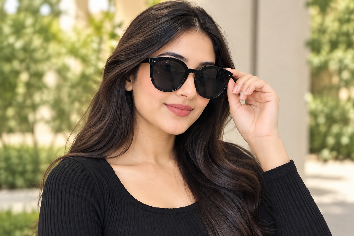 Black Oversized Round Sunglasses