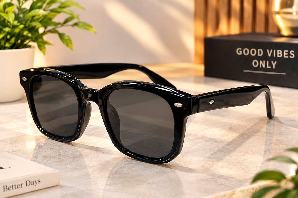 Black Classic Square Sunglasses