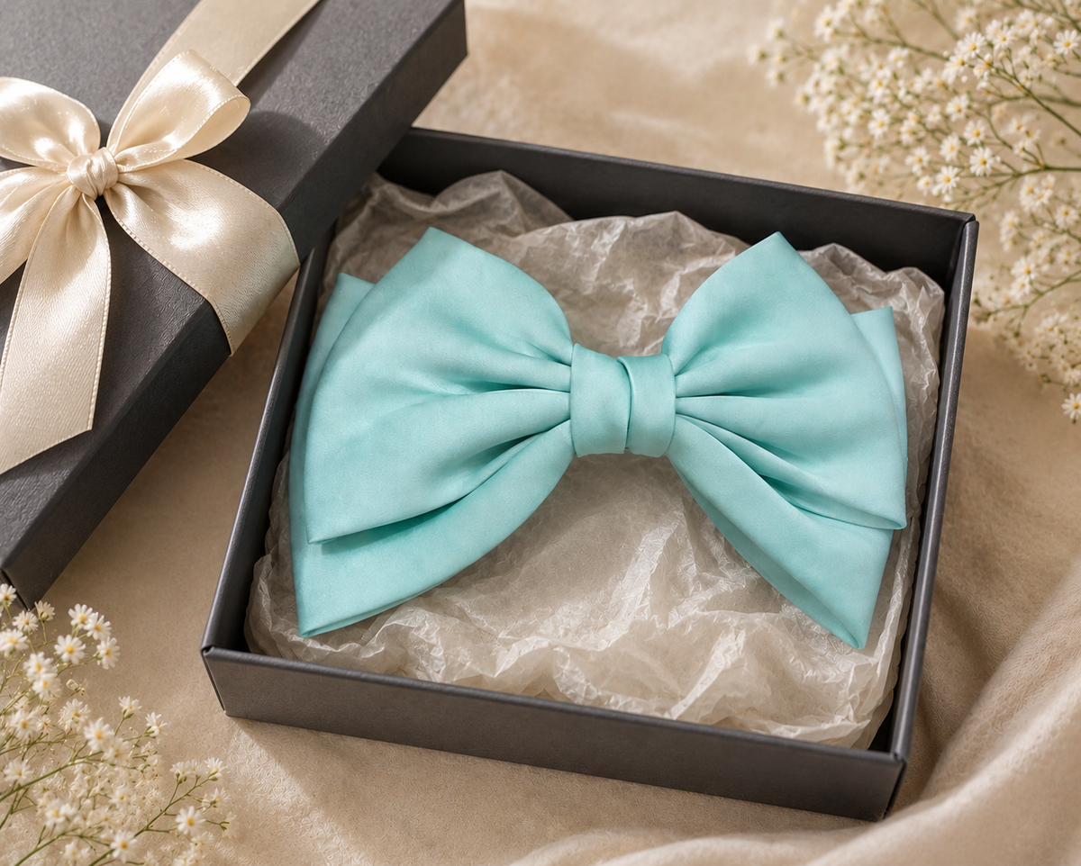 Elegant Mint Blue Bow Hair Clip for Women & Girls