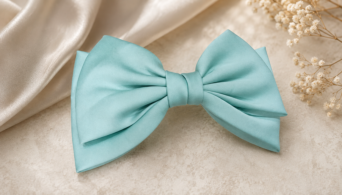 Elegant Mint Blue Bow Hair Clip for Women & Girls