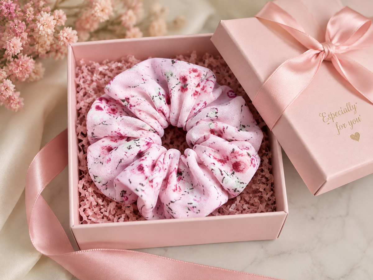 Pink Floral Print Big Scrunchie