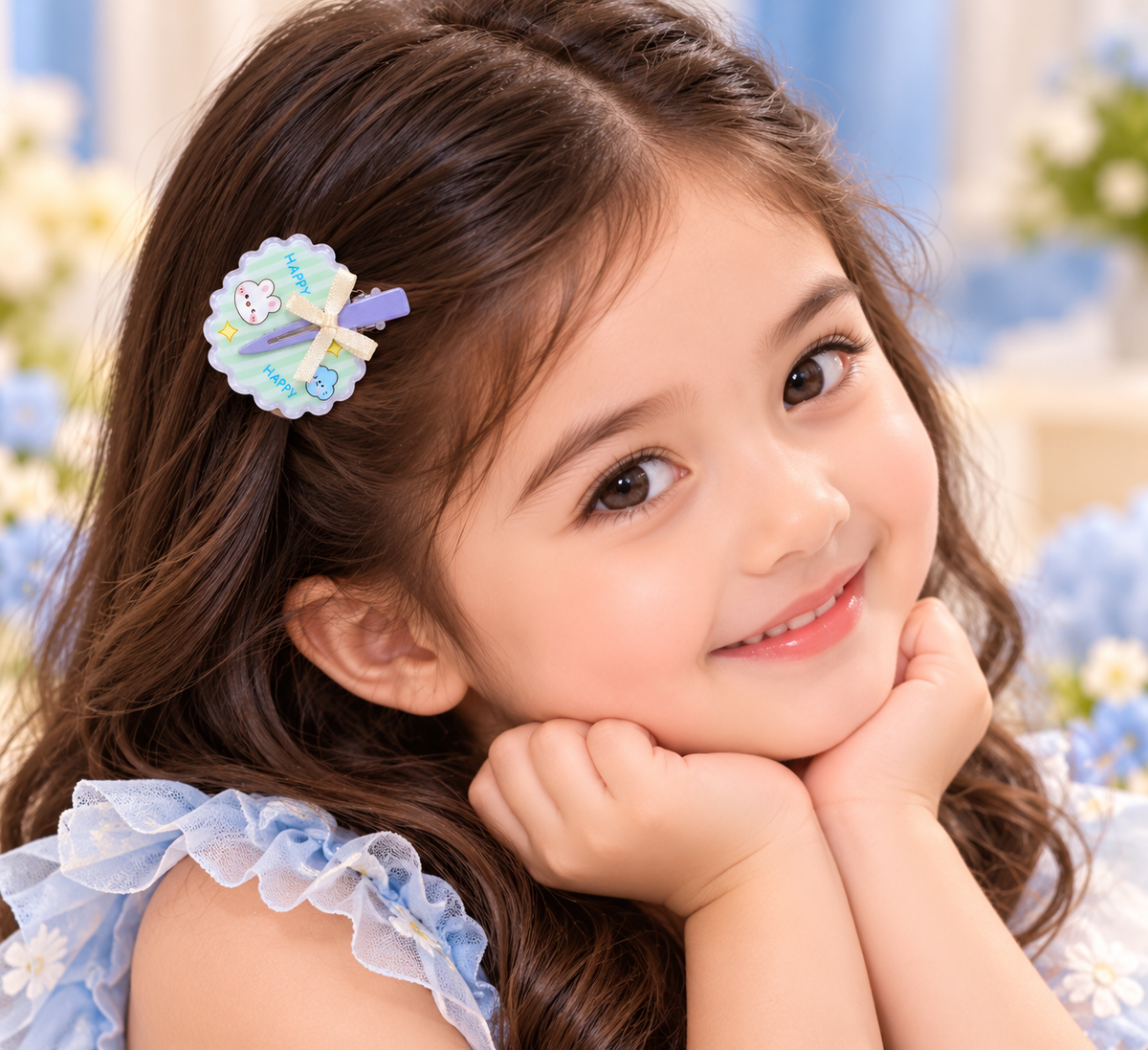 Purple Cartoon Bow Kids Hair Pin