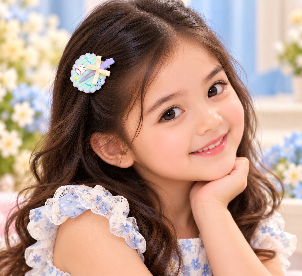 Purple Cartoon Bow Kids Hair Pin