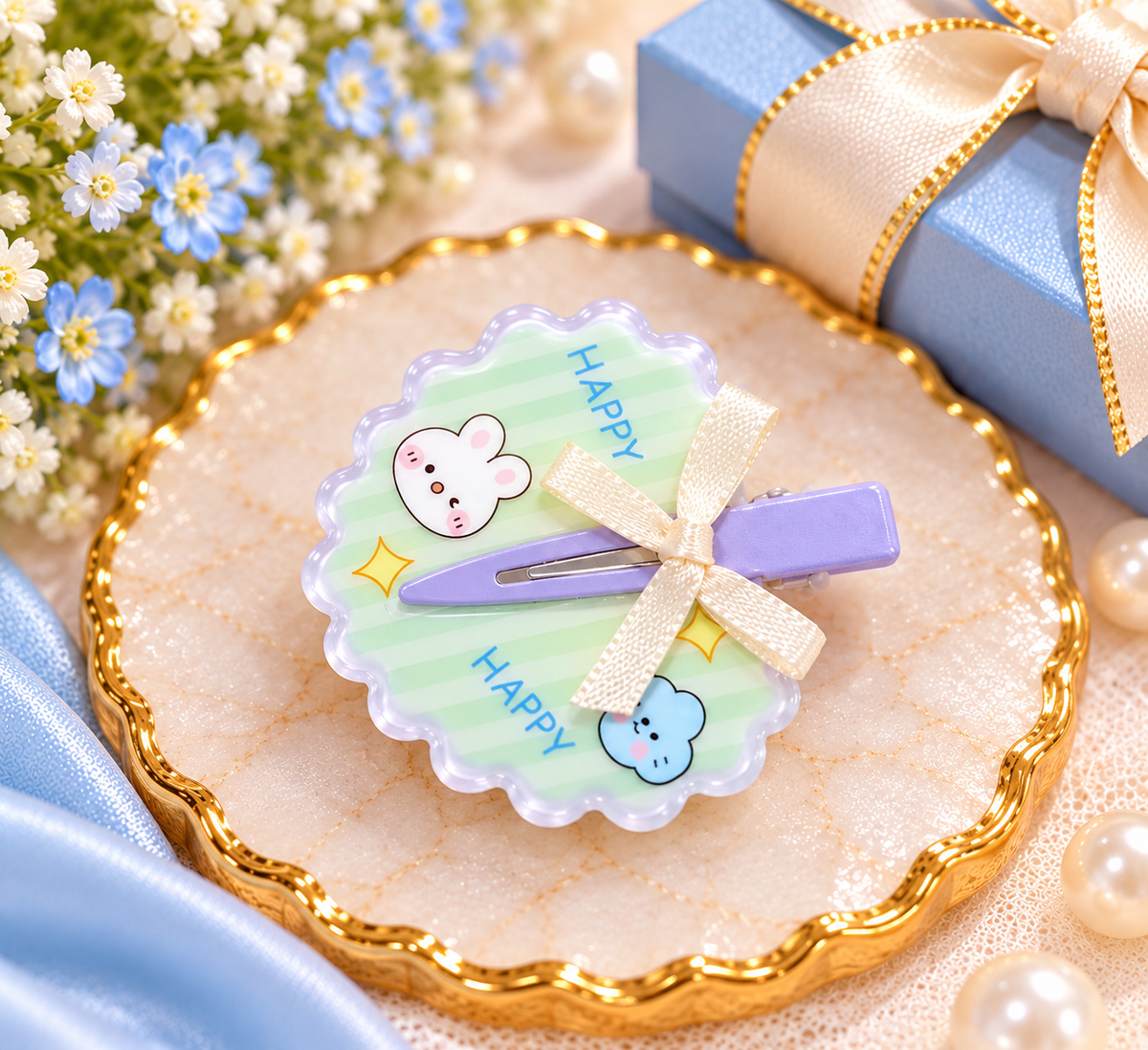 Purple Cartoon Bow Kids Hair Pin