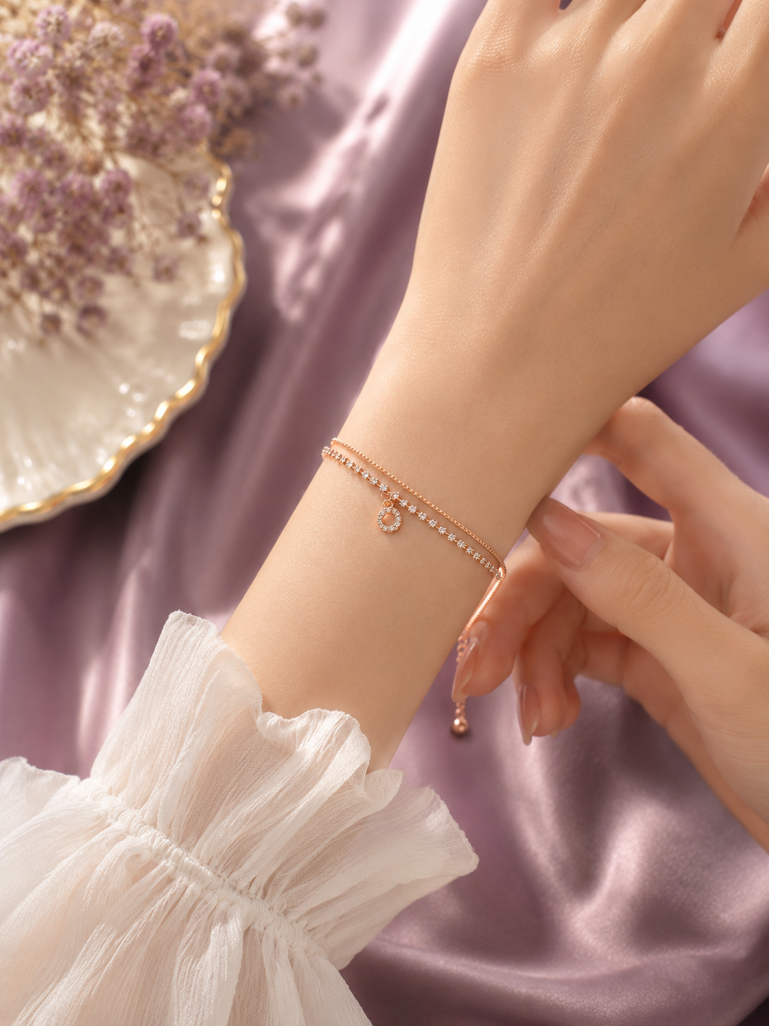 Rose Gold Double Layer Crystal Bracelet