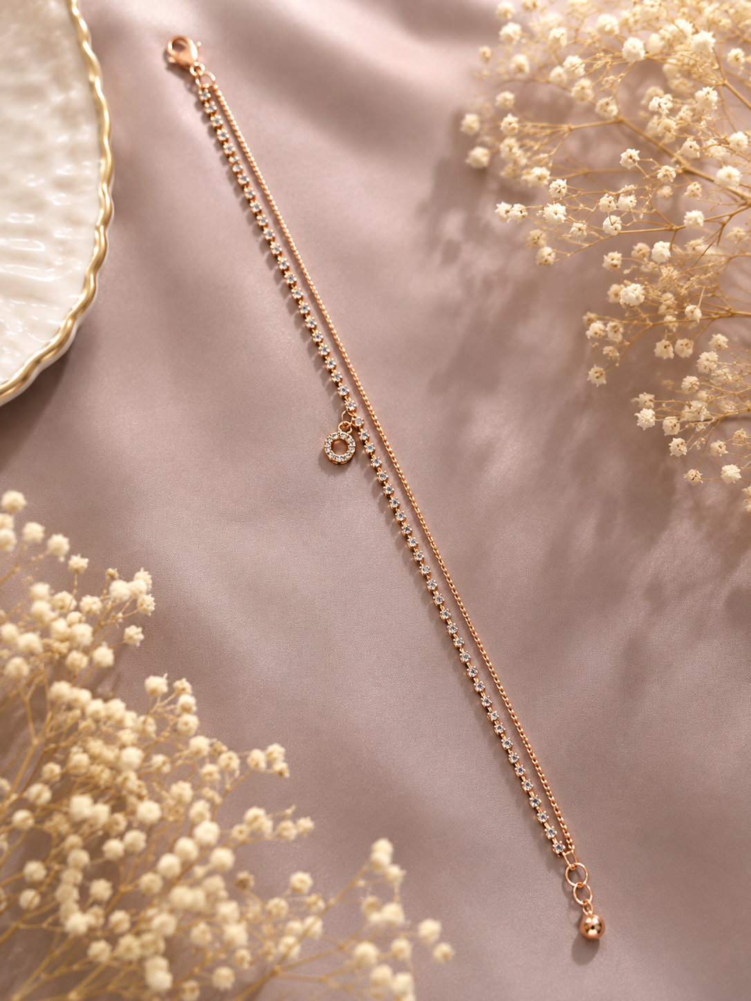 Rose Gold Double Layer Crystal Bracelet