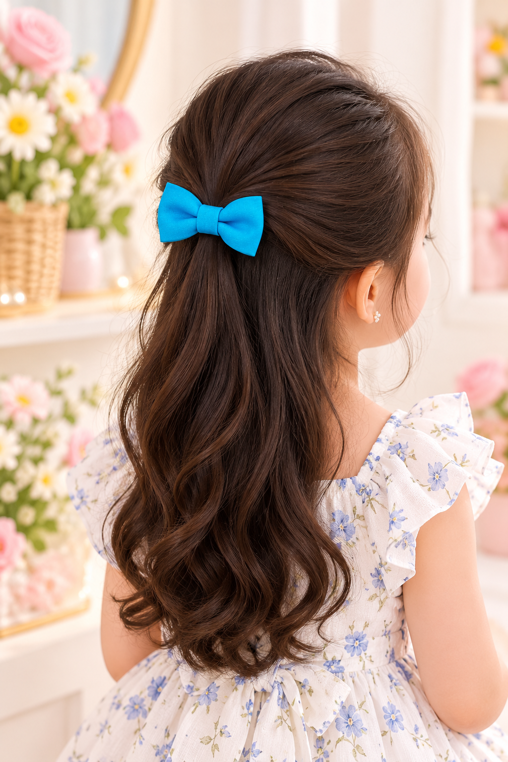 Kids Blue Bow Hair Pin Set