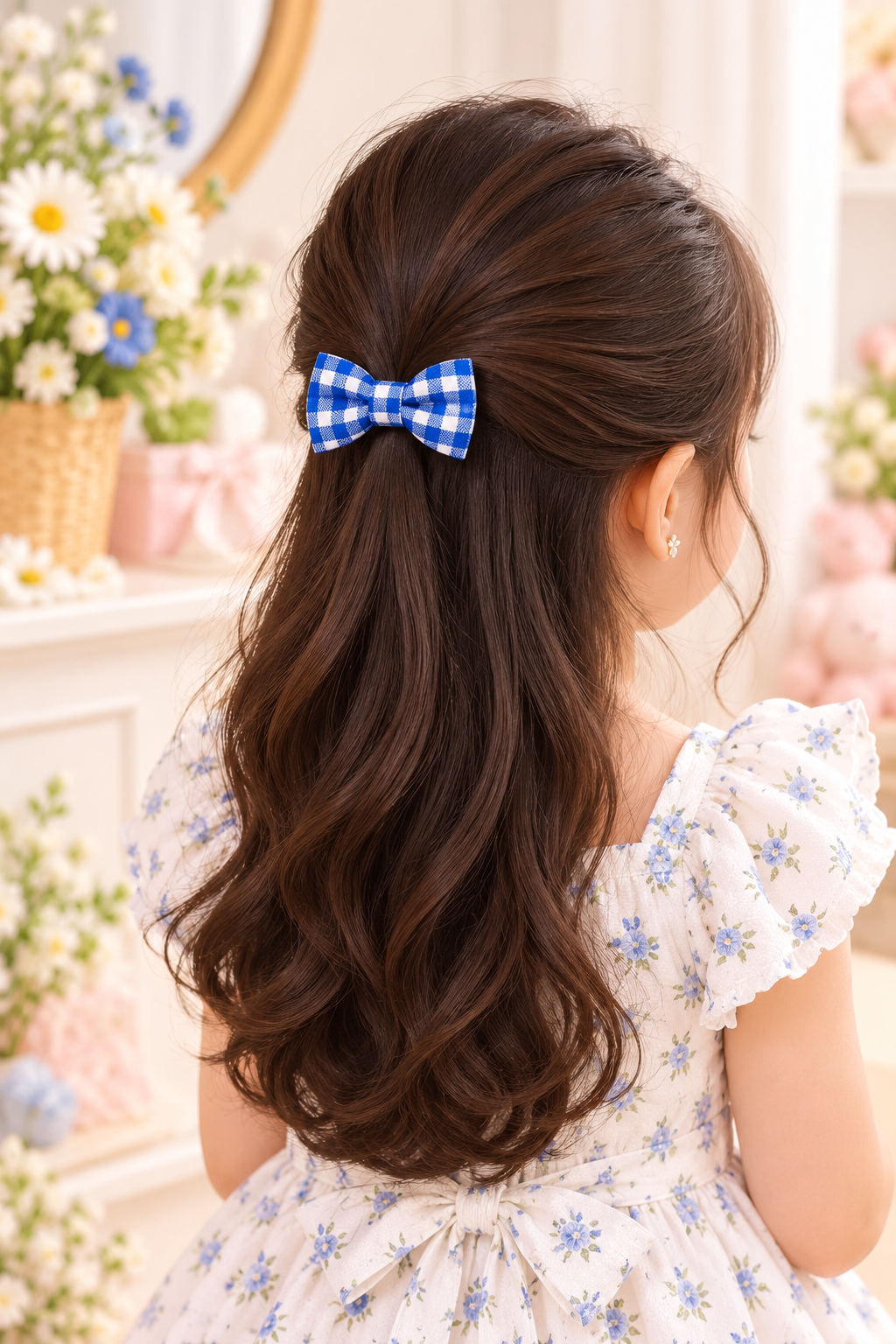 Kids Blue Bow Hair Pin Set