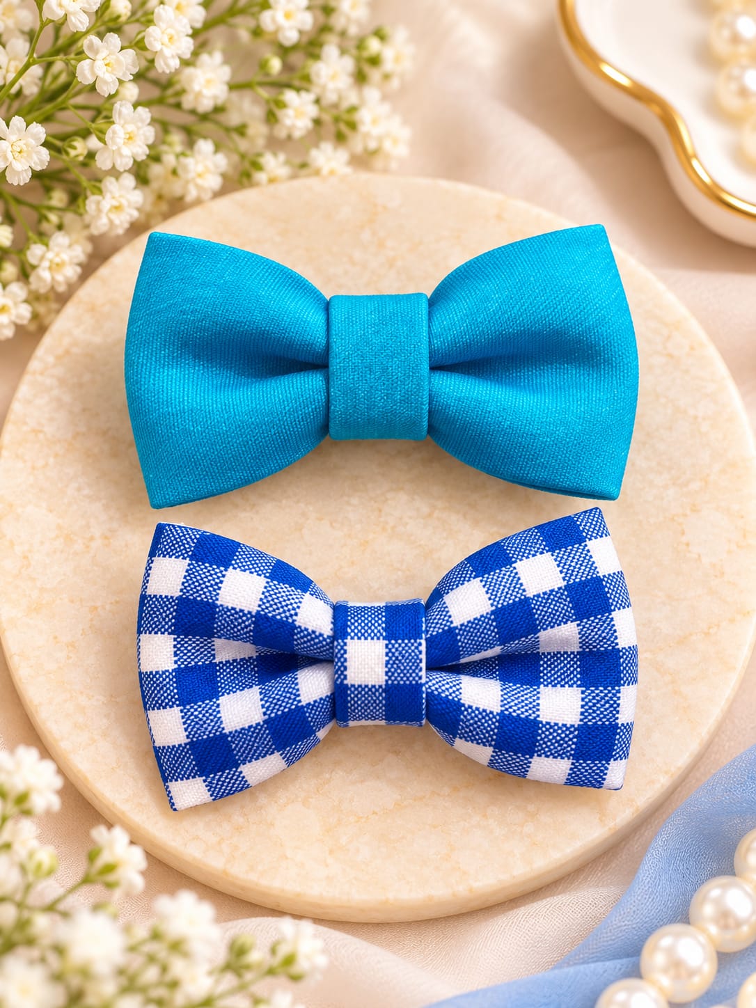 Kids Blue Bow Hair Pin Set