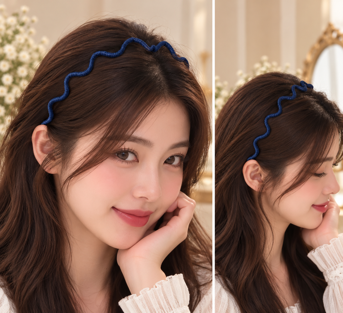 Navy Blue Wavy Hair Band