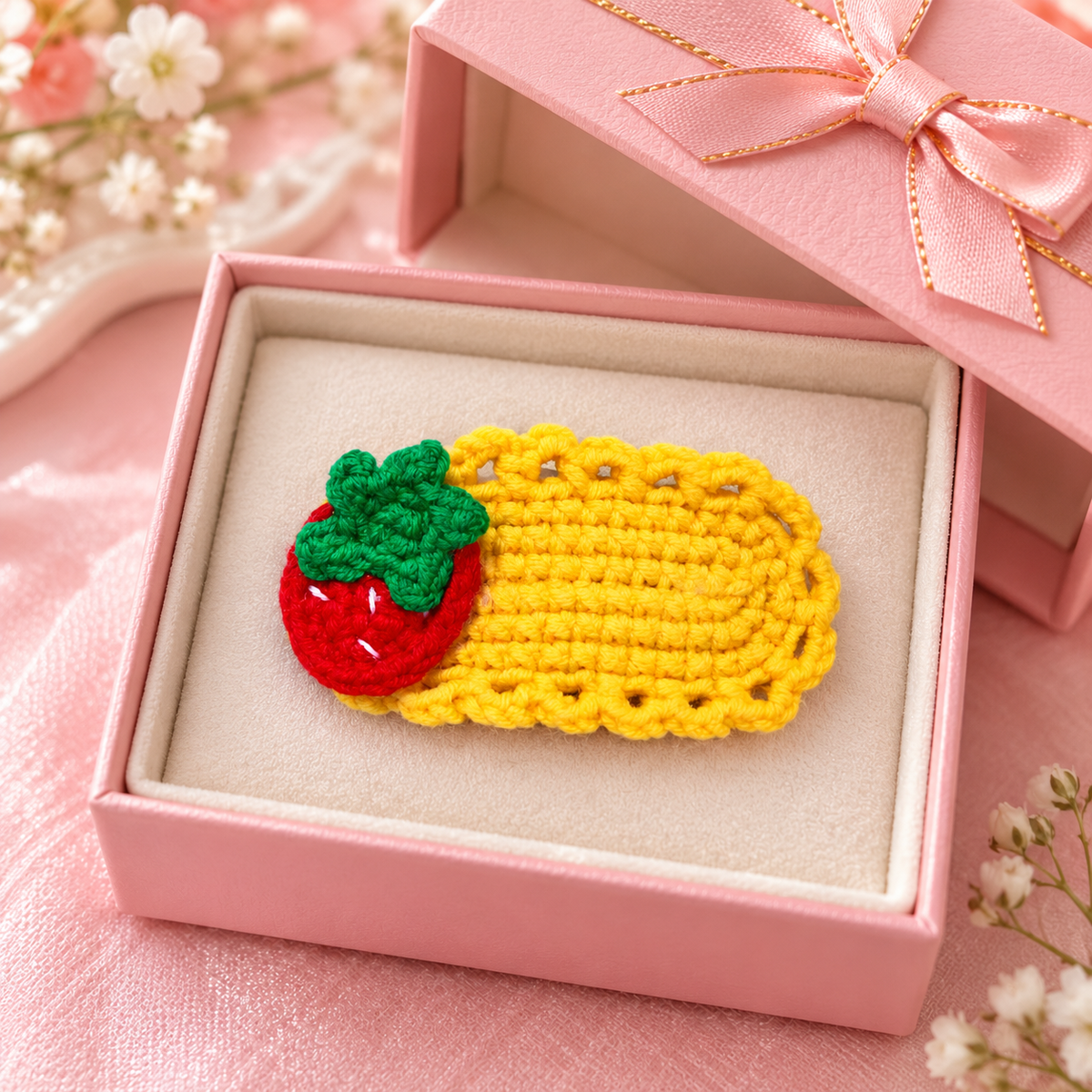 Strawberry Crochet Hair Pin