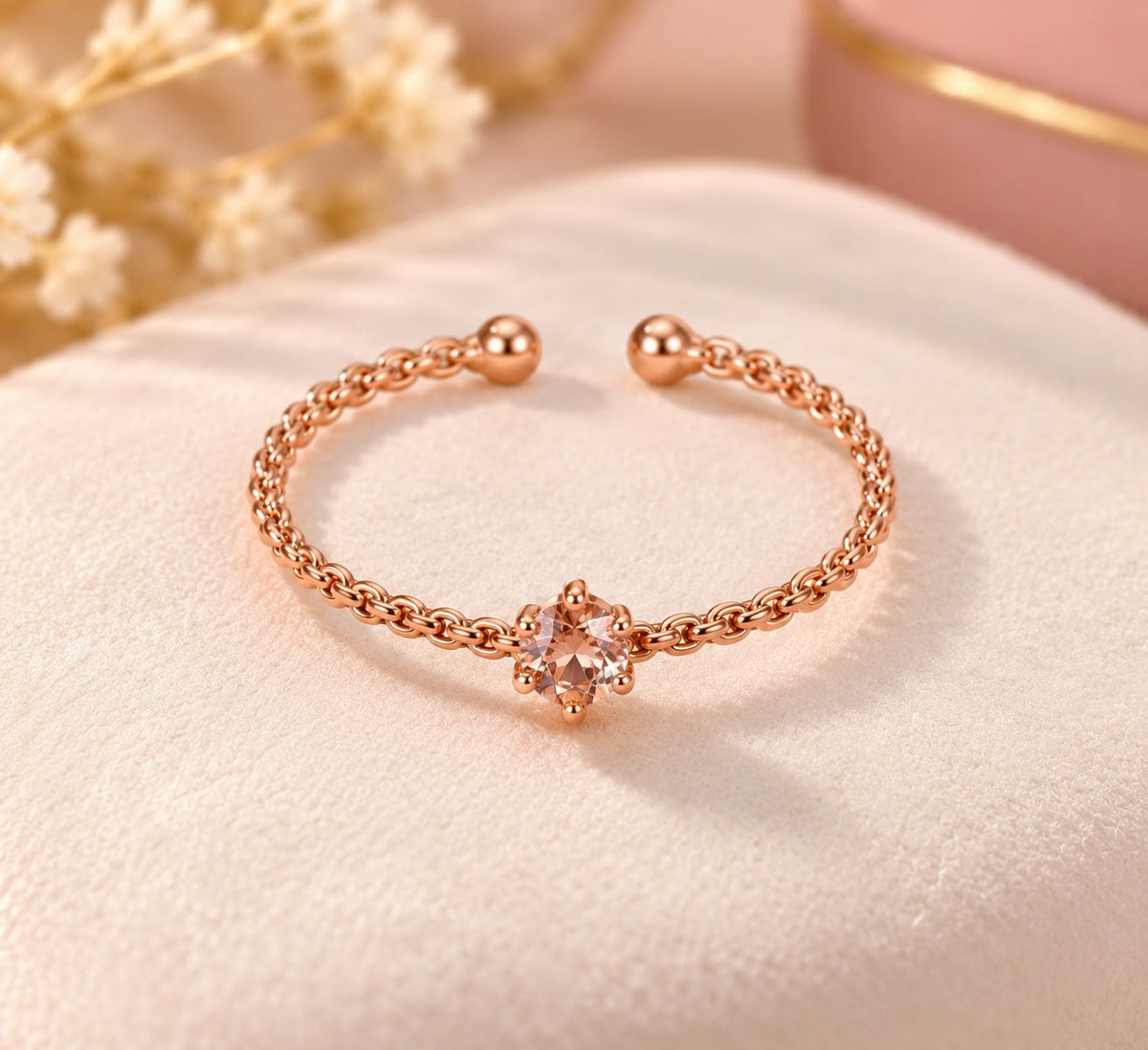 Rose Gold Braided Crystal Ring