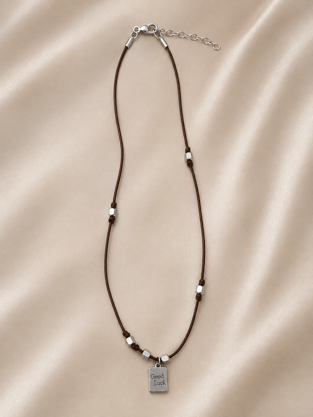 Brown Cord Good Luck Charm Pendant Necklace