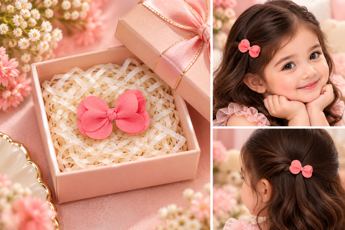 Pink Mini Bow Kids Hair Pin