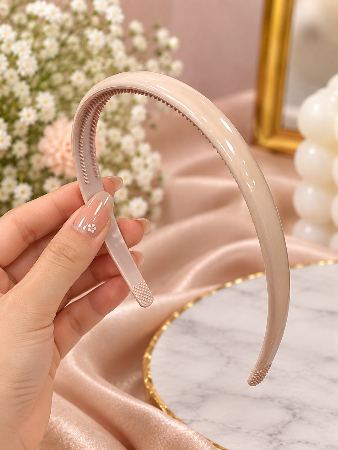 Beige Plain Hair Band