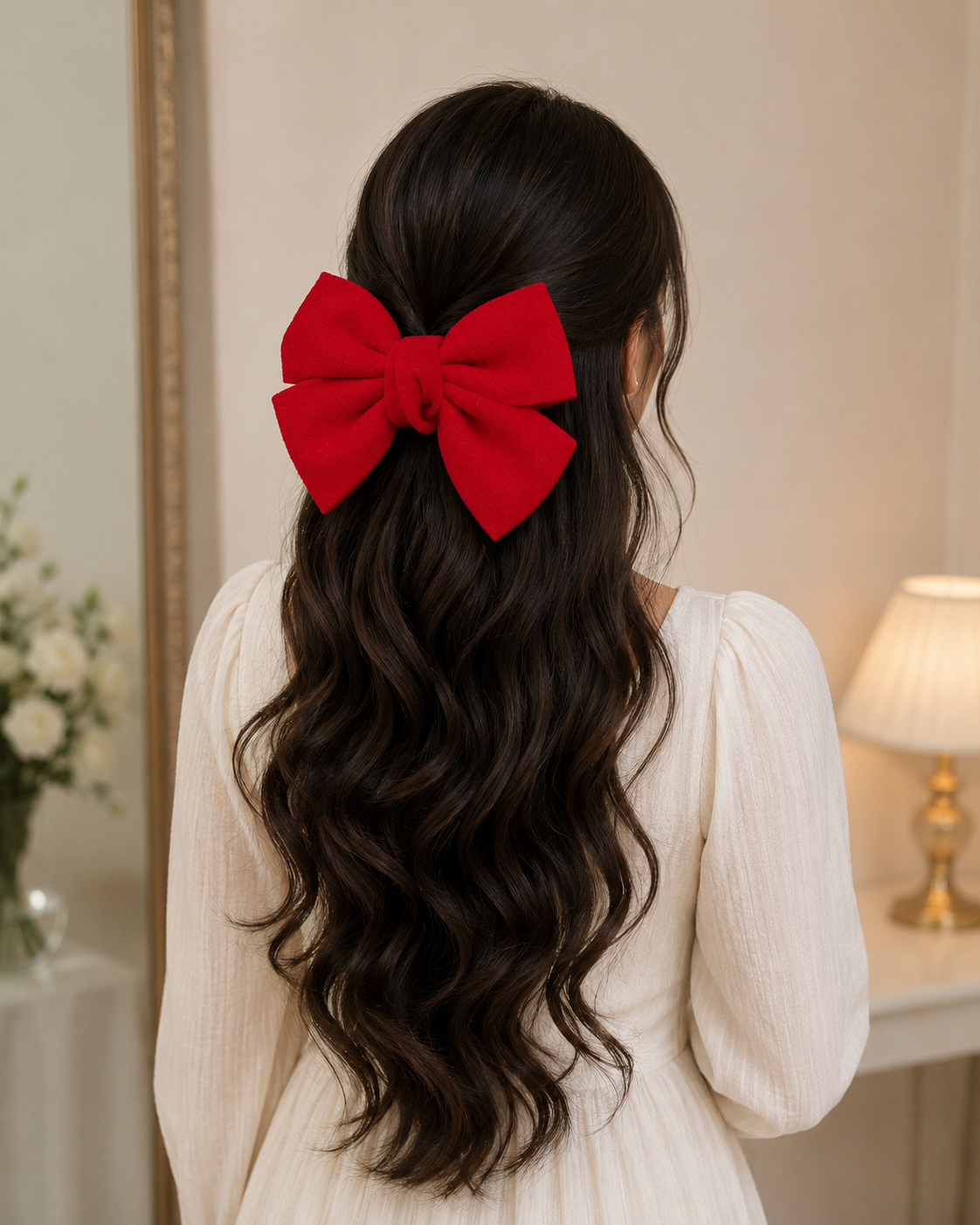 Red Bow Hair Clip for Women & Girls