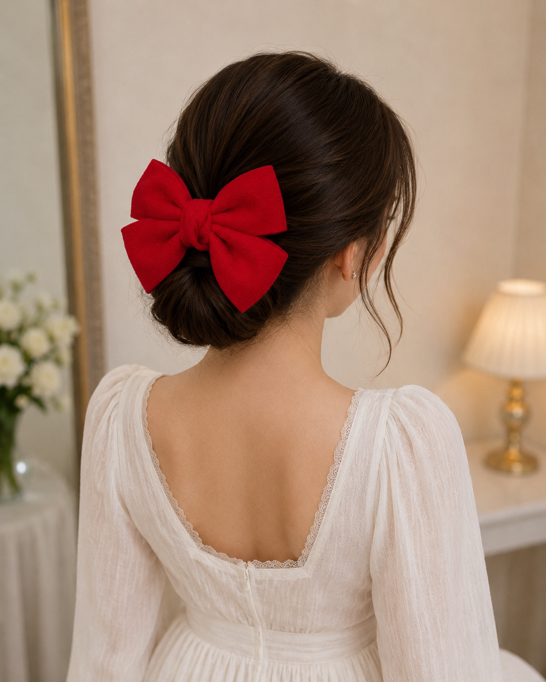 Red Bow Hair Clip for Women & Girls