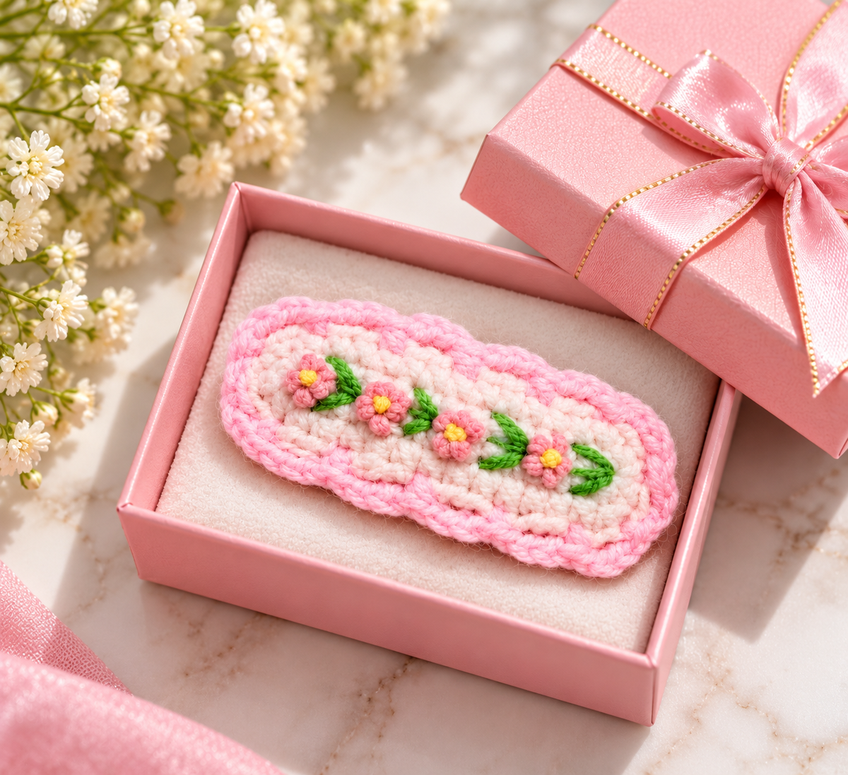 Pink Floral Kids Hair Pin