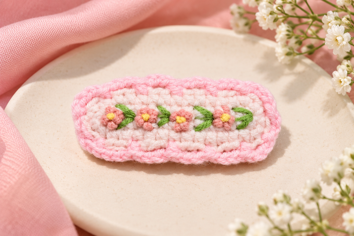 Pink Floral Kids Hair Pin
