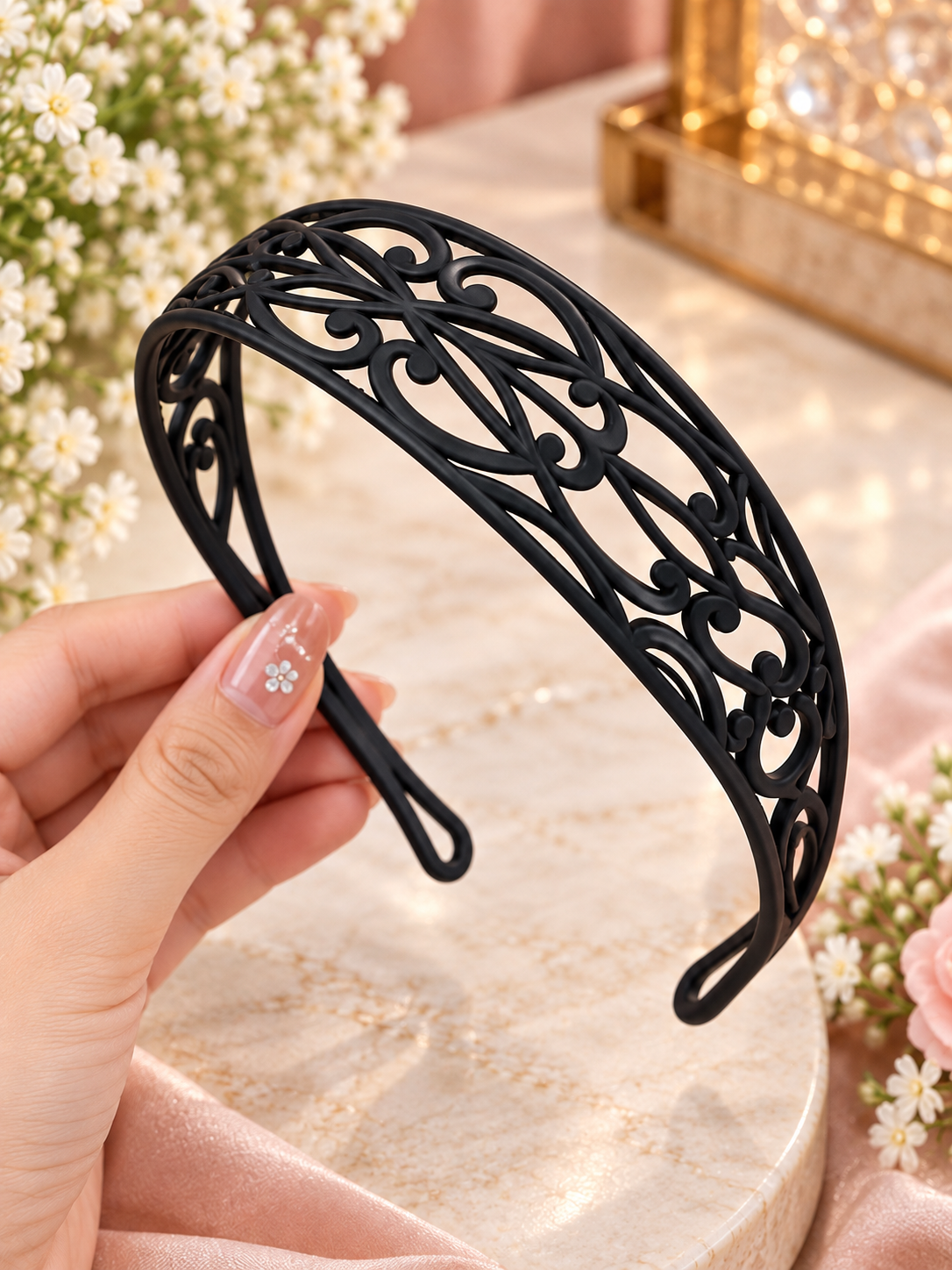 Black Wide Decorative Hair Band