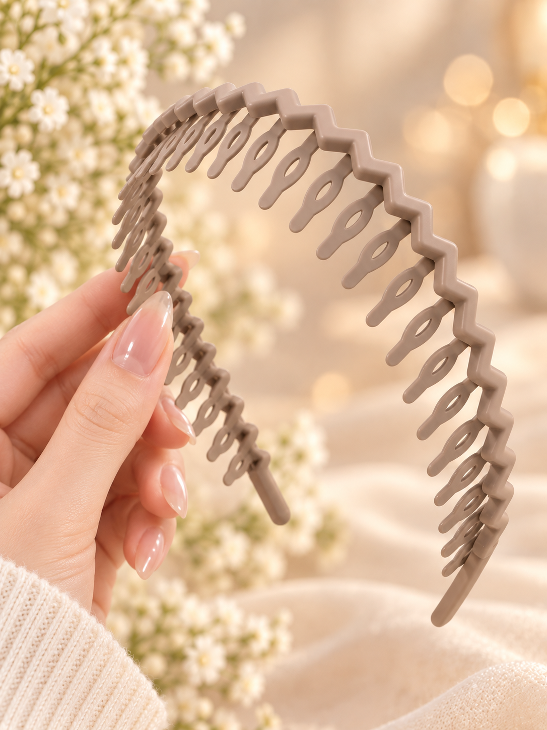 Beige Zigzag Hair Band