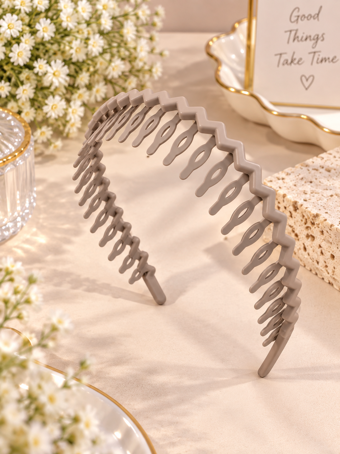 Beige Zigzag Hair Band