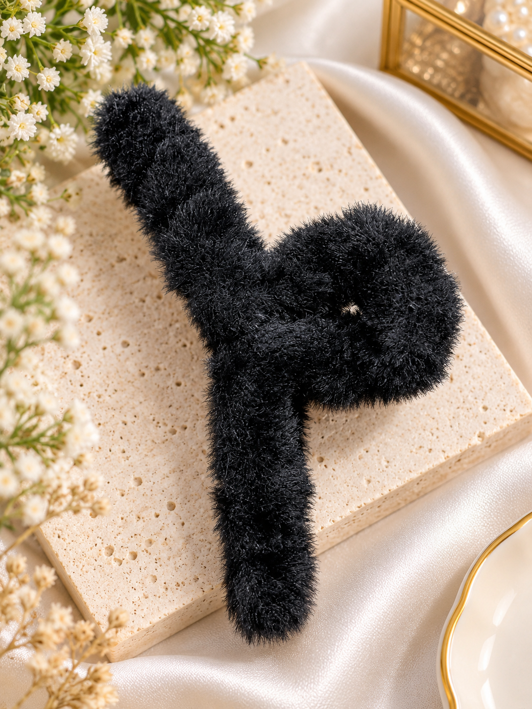 Black Furry Twist Hair Clutcher