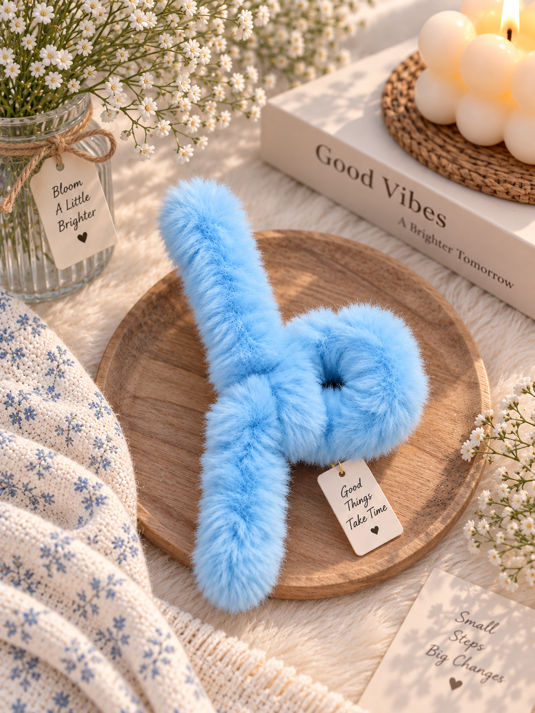 Blue Furry Twist Hair Clutcher