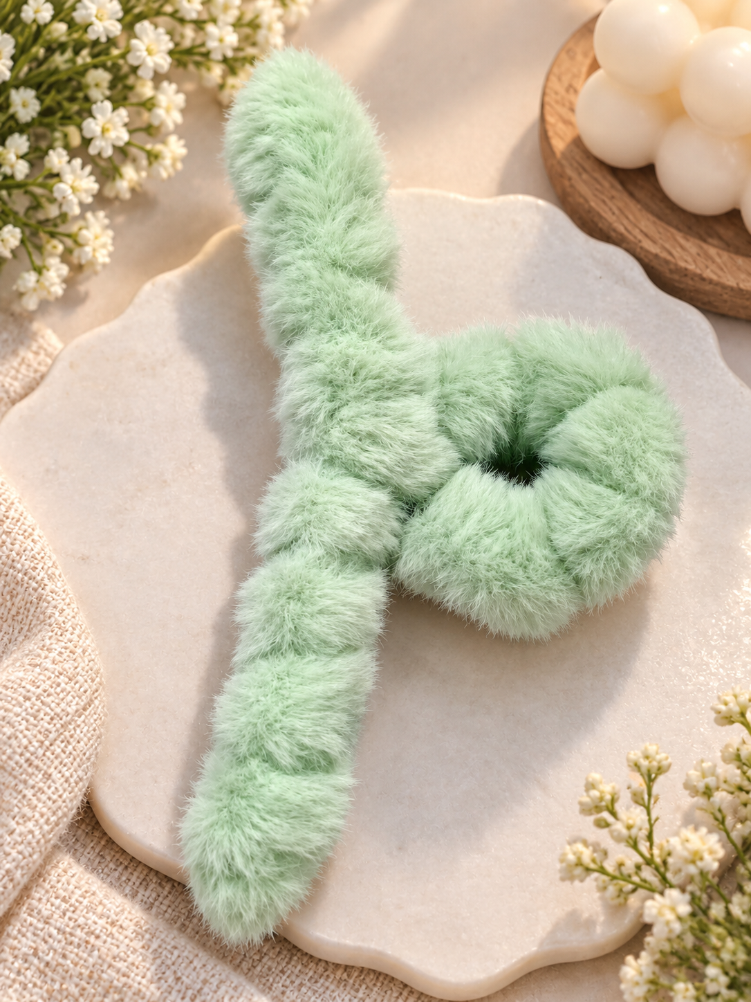 Mint Green Fluffy Hair Clutcher