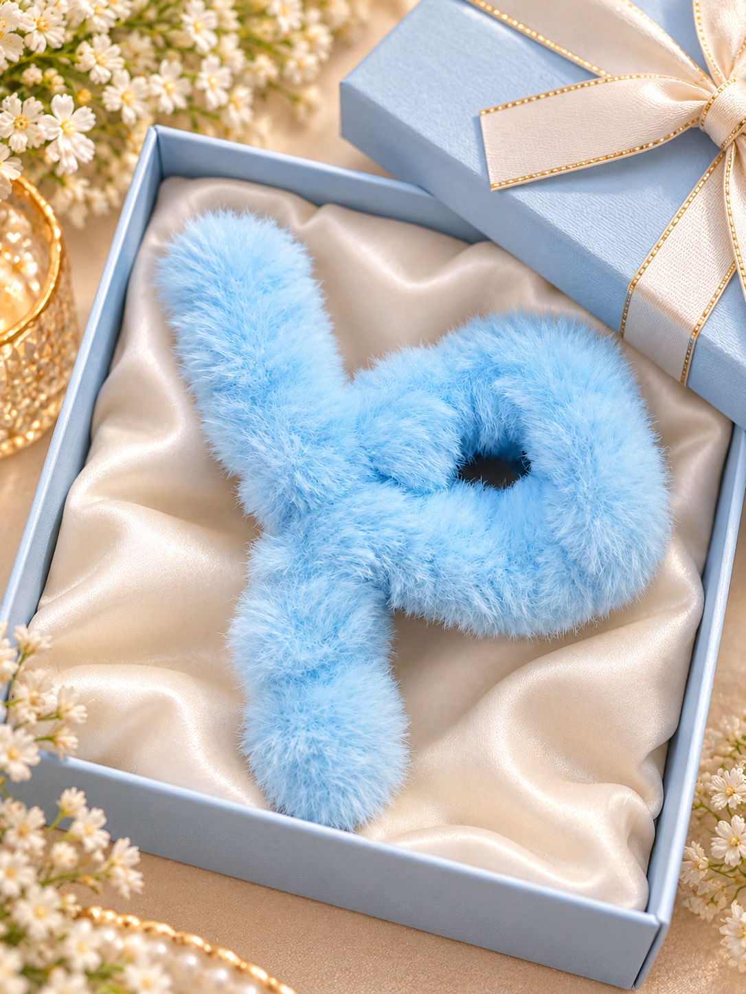 Sky Blue Fluffy Hair Clutcher