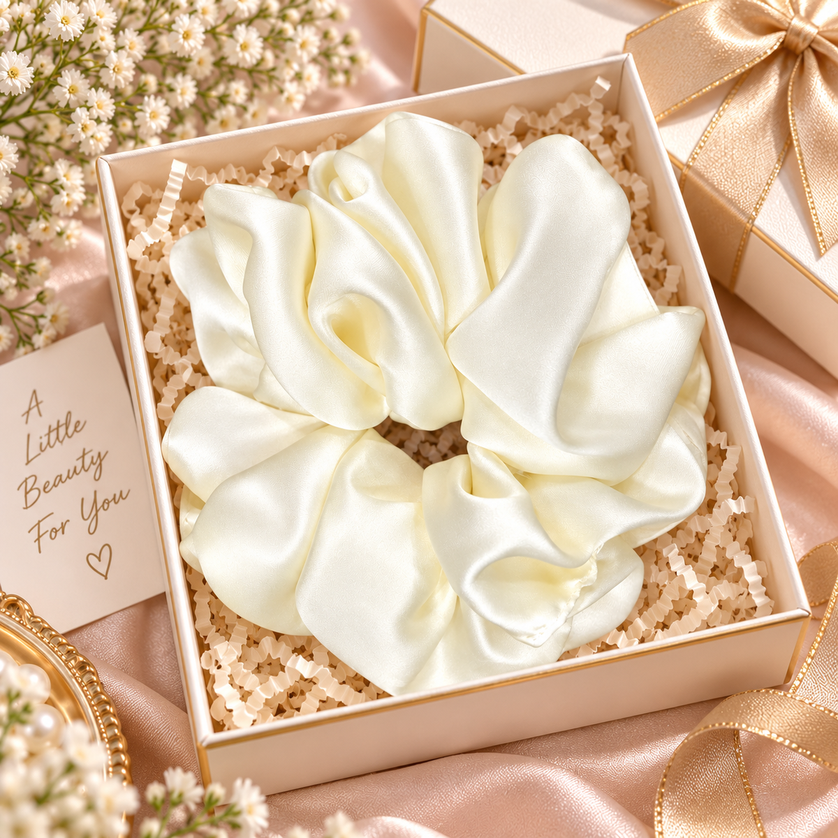 Big White Satin Scrunchie