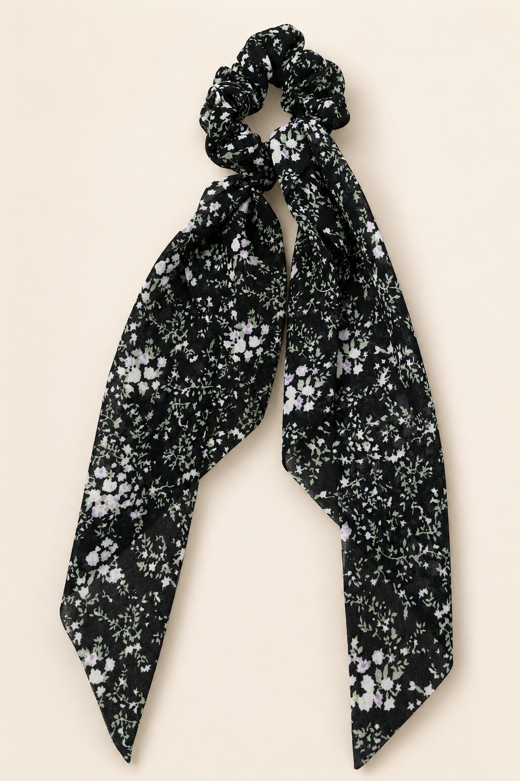 Black Floral Scrunchie