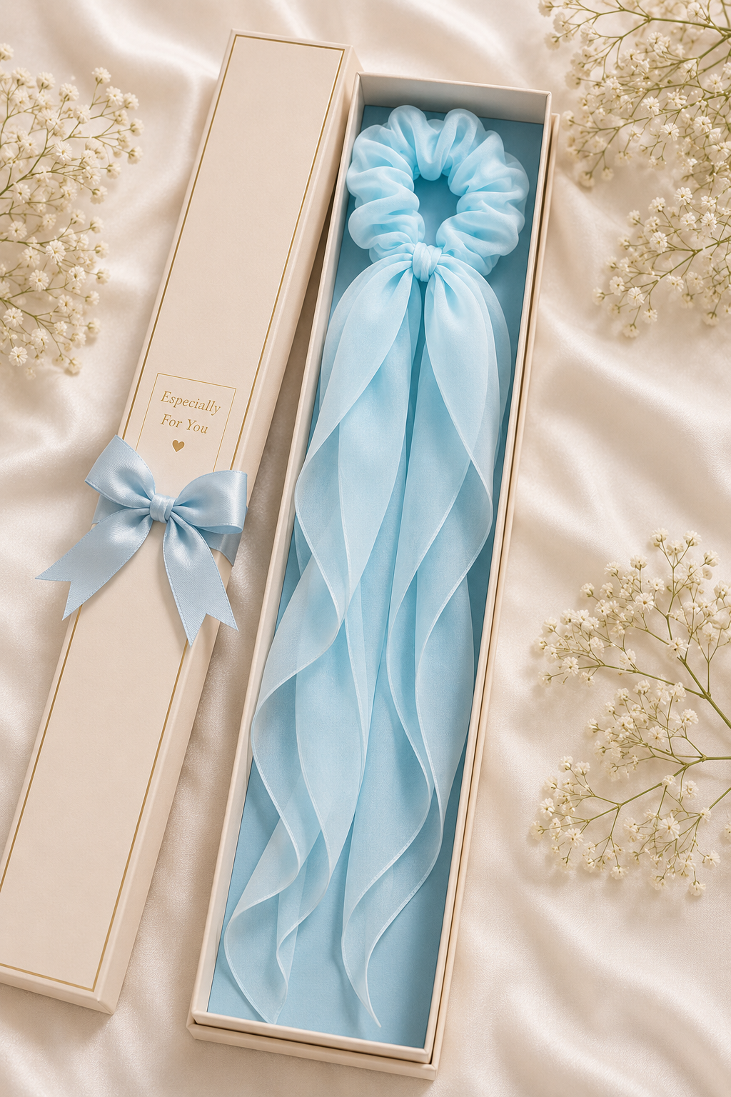 Light Blue Organza Scrunchie