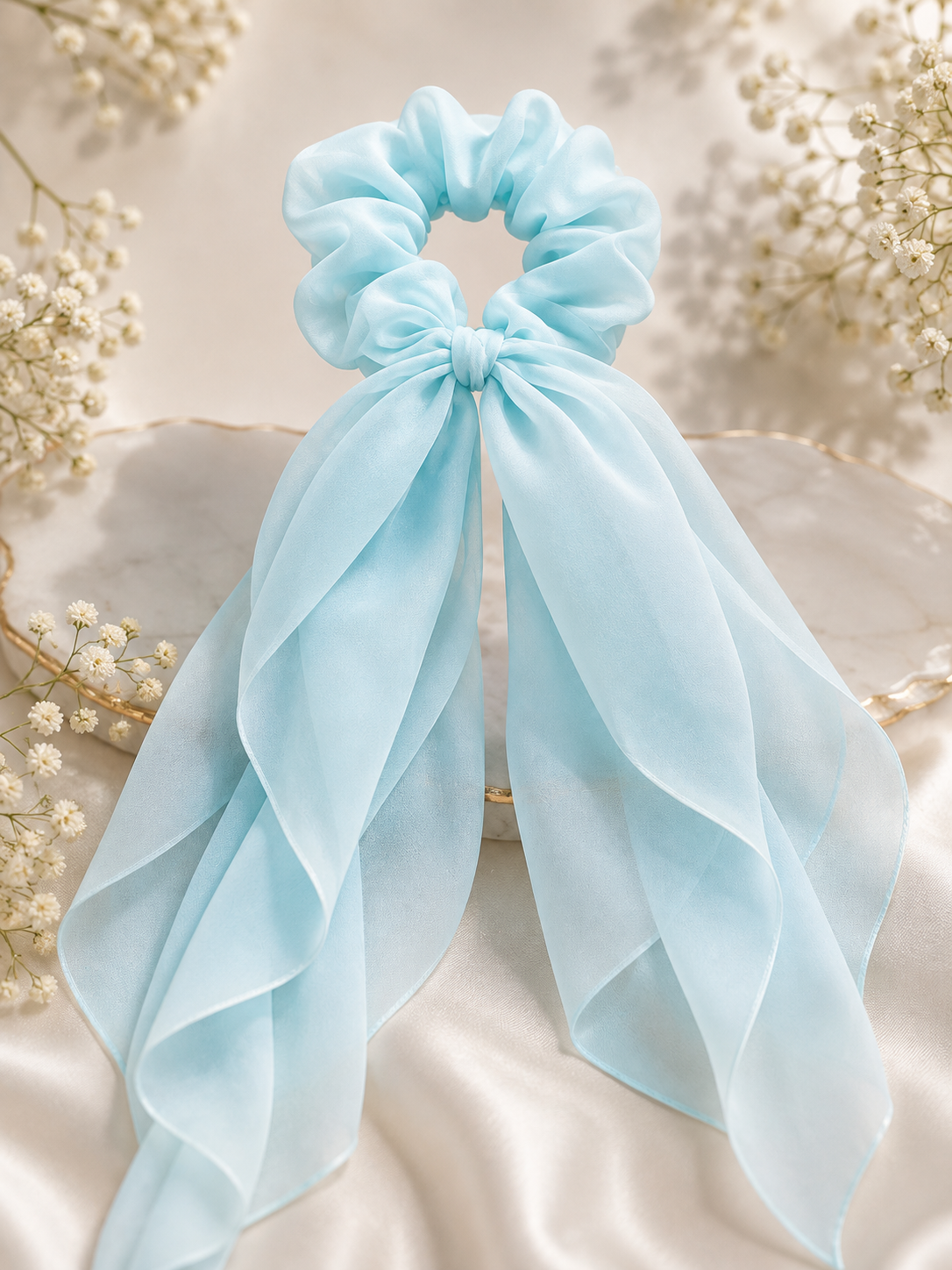 Light Blue Organza Scrunchie