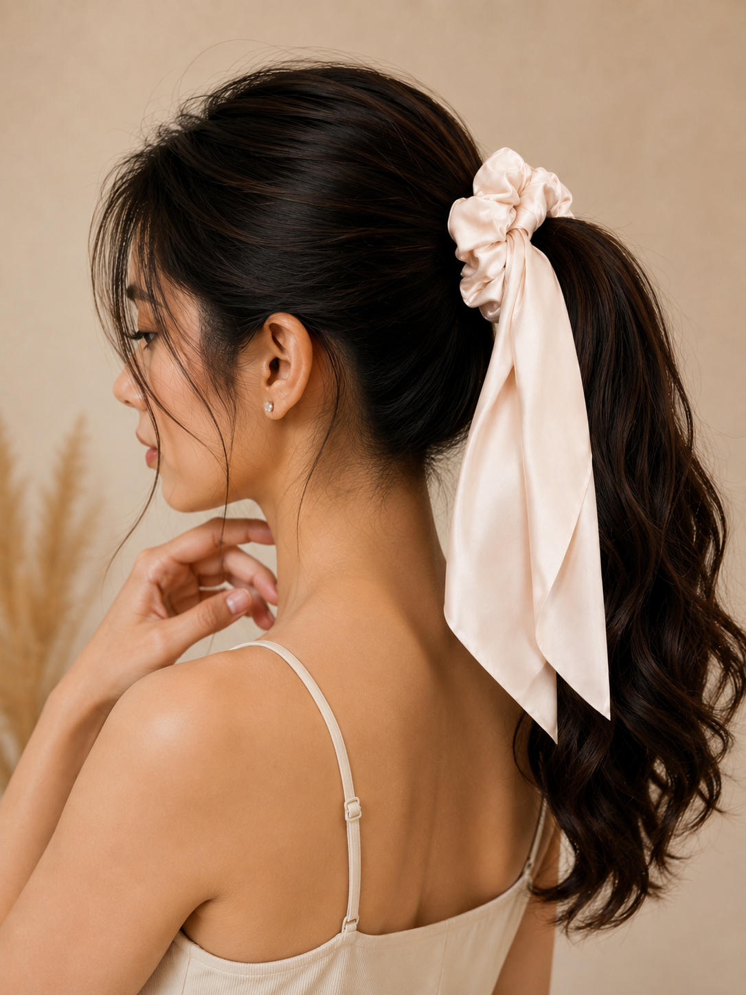 Cream Satin Scrunchie