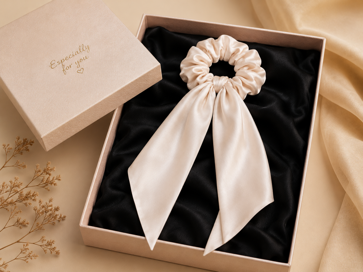 Cream Satin Scrunchie