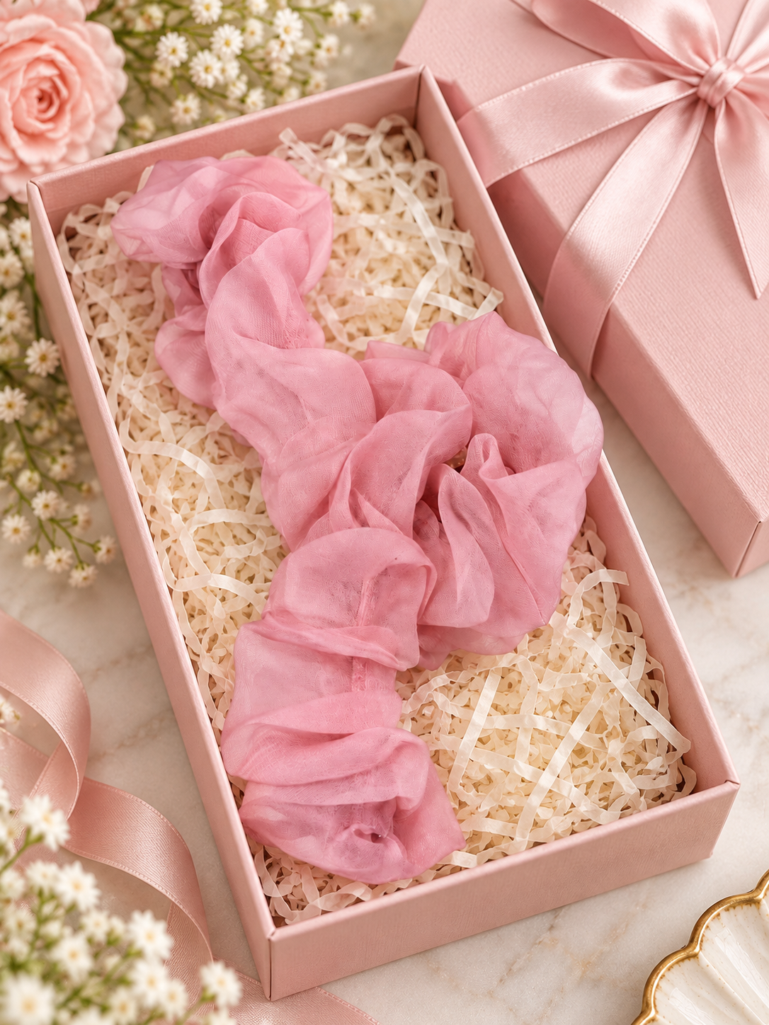 Pink Ruffle Fabric Hair Clutcher