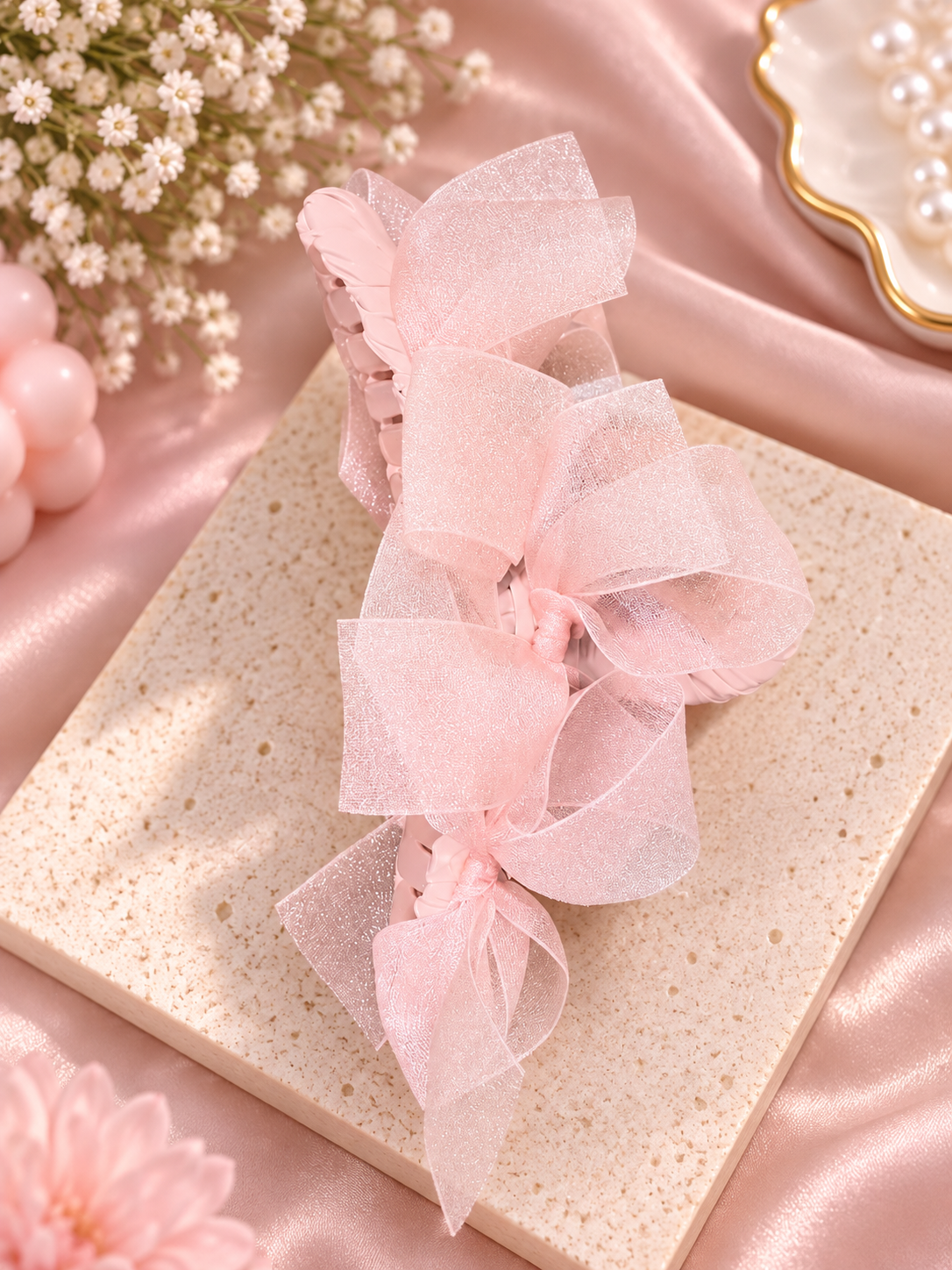 Pink Glitter Bow Hair Clutcher