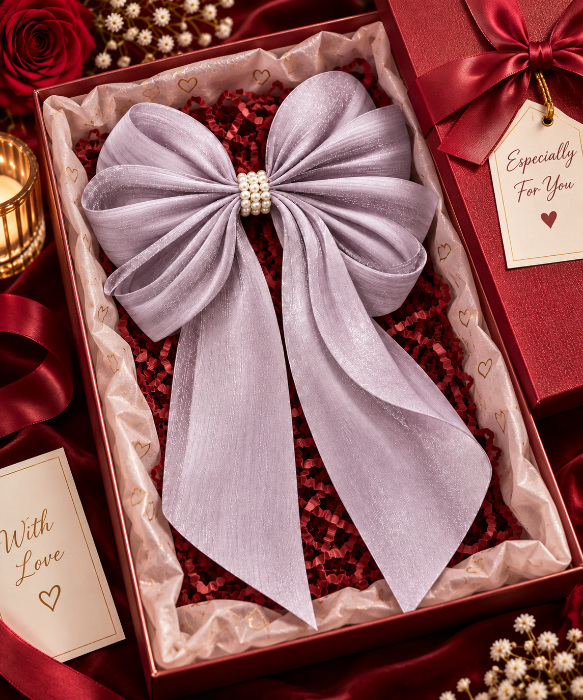 Lavender Pearl Hair Bow