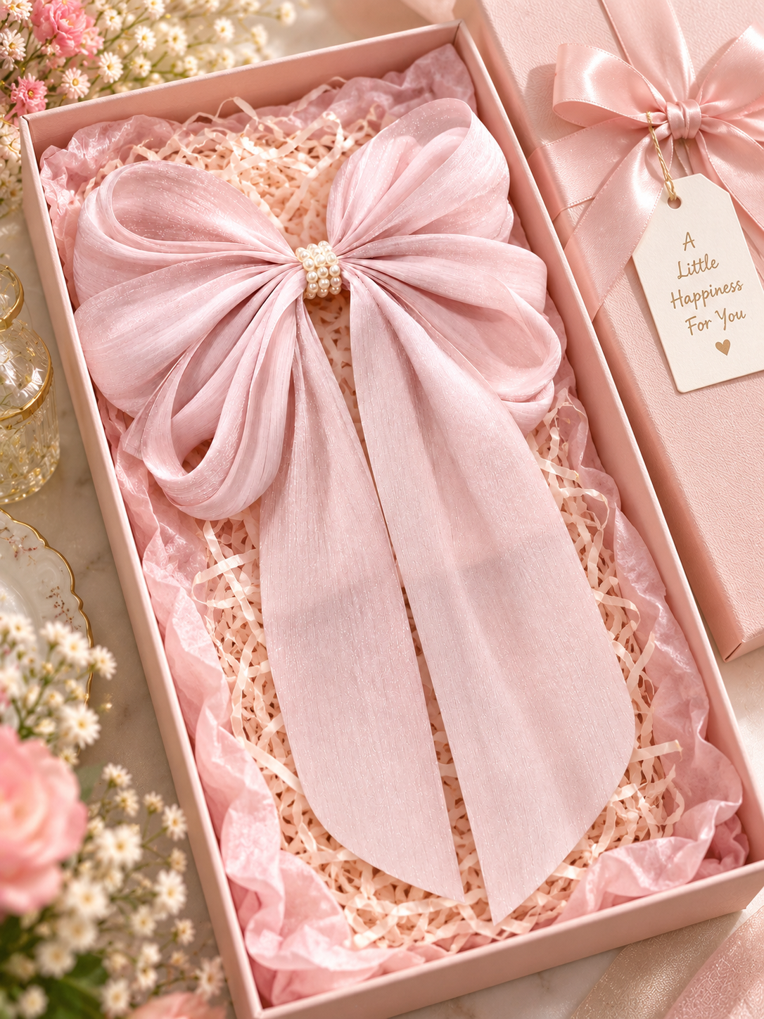 Pink Pearl Hair Bow