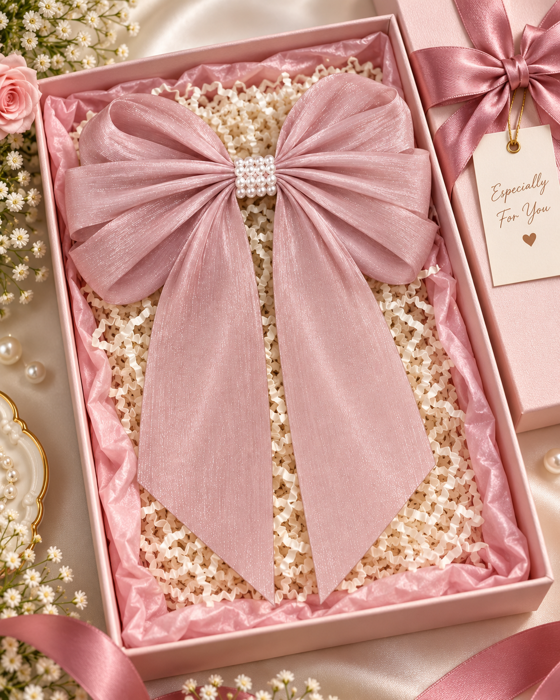 Pink Pearl Hair Bow