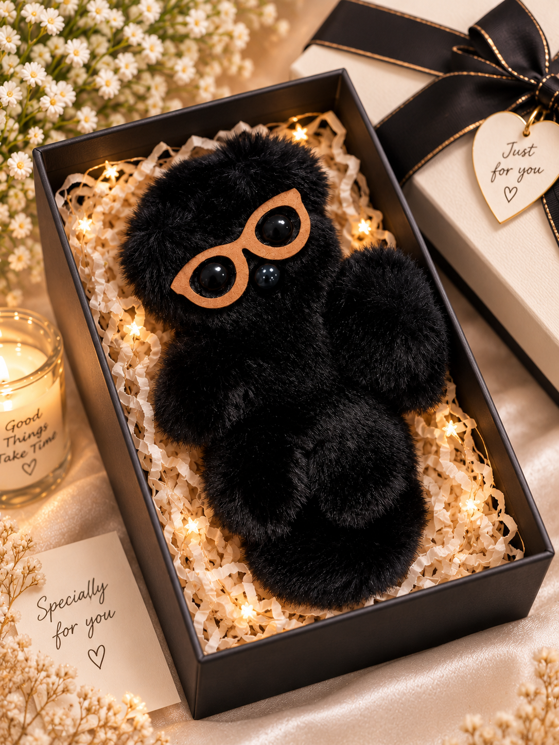 Black Furry Owl Hair Clutcher