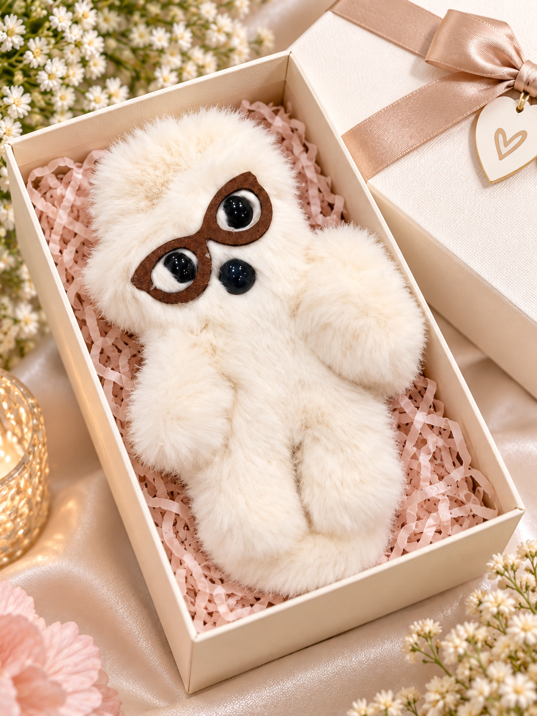 Ivory Furry Owl Hair Clutcher
